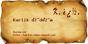 Karlik Ádám névjegykártya
